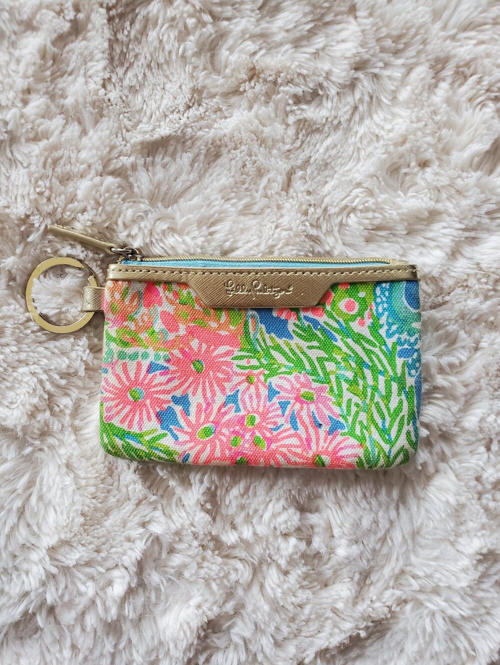 Lilly Pulitzer Floral Keychain Wallet - Pink Green Blue